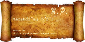 Macskásy Pál névjegykártya
